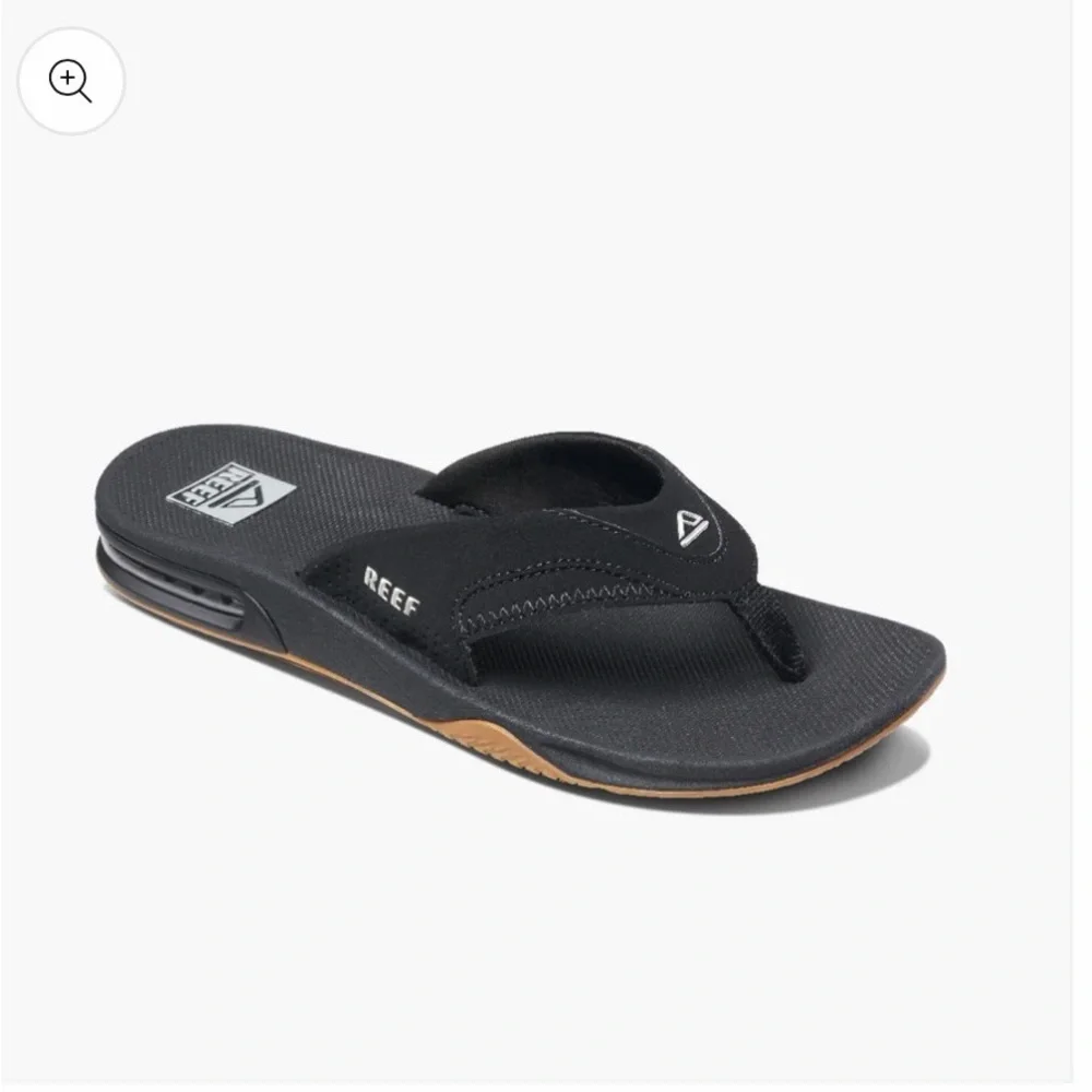 Reef Black and Silver Fanning Flip-Flop with Bottle Opener